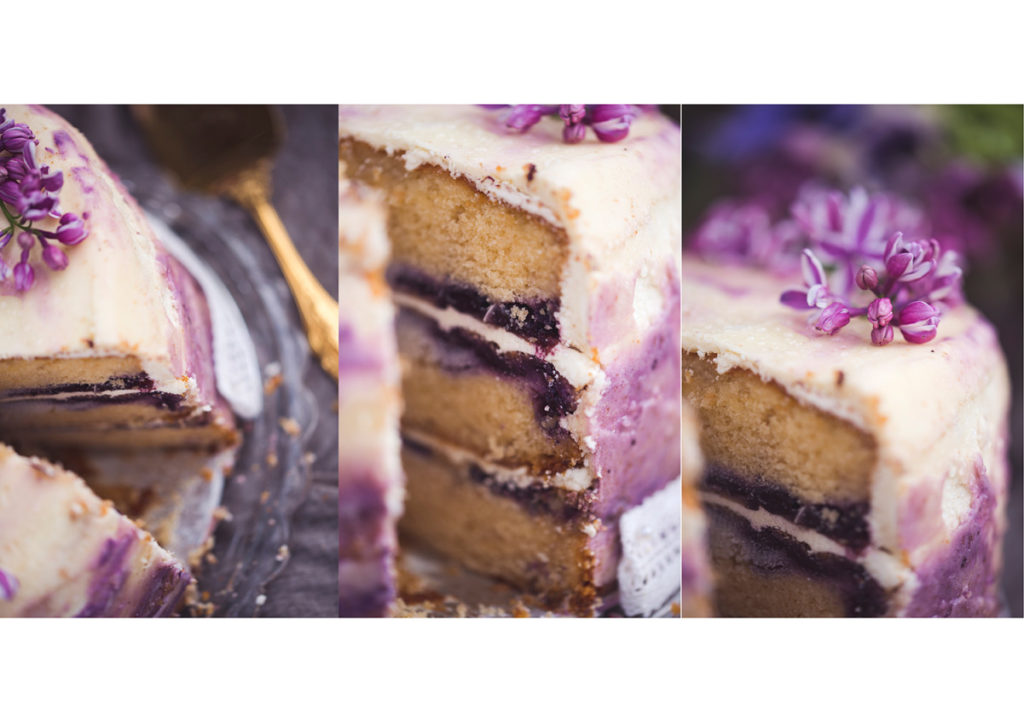 Triple layer Violet Ombre Cake with Blueberries